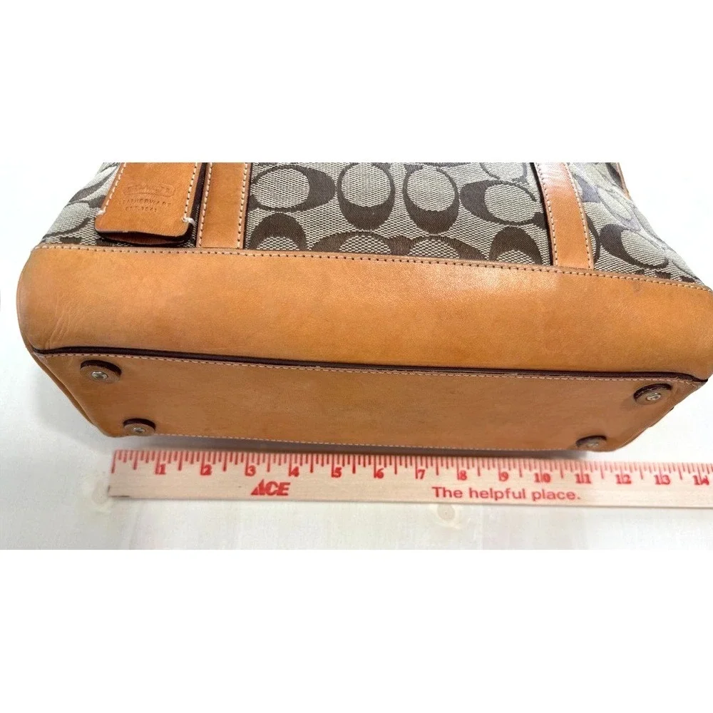Coach Vintage Signature Satchel C1R-6097 Carry All Purse Leather Handles Canvas
